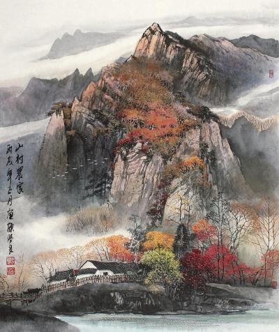 陈学良 丙戌（2006年）作 山村农家 镜片