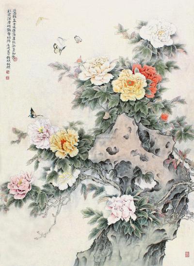 杨斌 杨琪 丙戌（2006年）作 牡丹 镜片