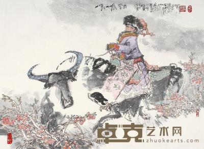 杜显清 戊寅（1998年）作 岷山风雪图 镜片 70×96.5cm