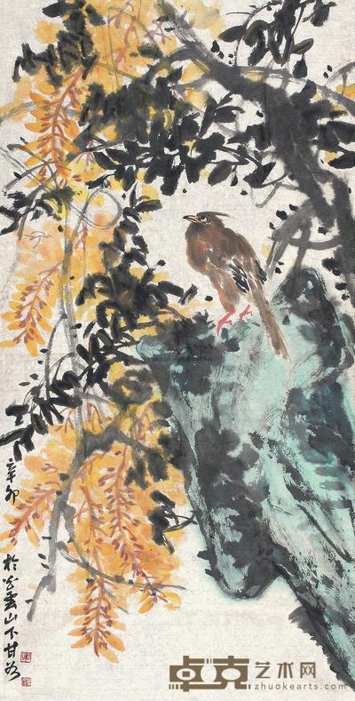 甘谷 辛卯(2011年)作 花鸟 镜片 137×69cm