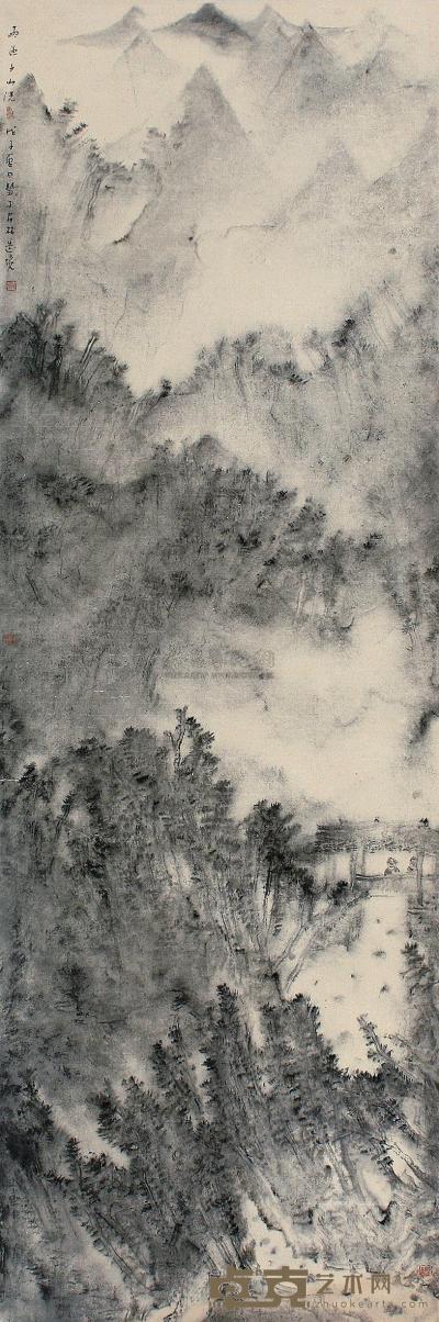 安林 戊子（2008年）作 雨过千山洗 镜片 180×60cm