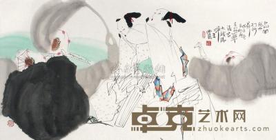 王西京 戊子（2008年）作 忽闻疏雨打新荷 镜片 71×137cm