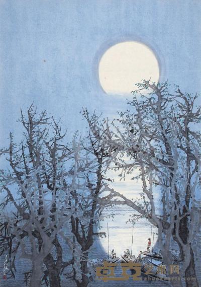 李儒光 壬午（2002年）作 月迷洞庭 镜片 92×64cm