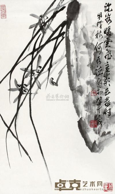 何水法 甲戌（1994年）作 墨兰 立轴 83×49cm