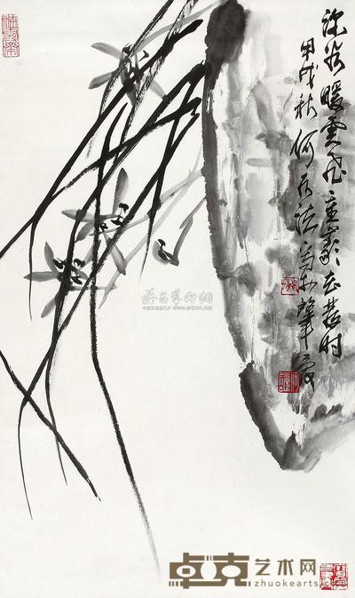 何水法 甲戌(1994年)作 墨兰 立轴 83×49cm