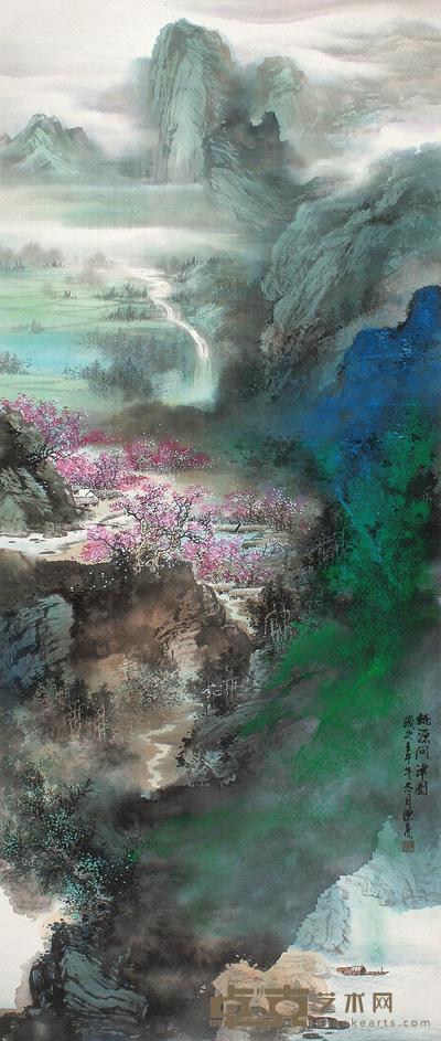 陈亮 壬午(2002年)作 桃源问津图 立轴 142×60cm
