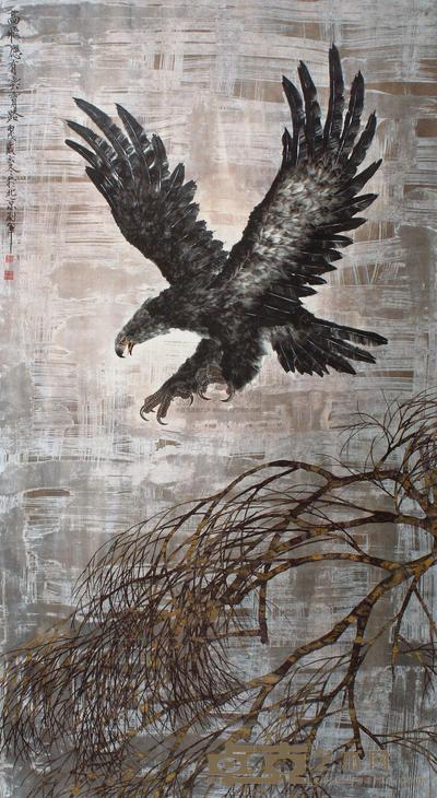 刘军 丙戌（2006年）作 高飞应有云霄路 立轴 177×96cm