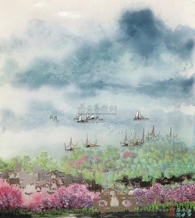 李亚新 庚寅(2010年)作 春雨 镜片 47×42cm