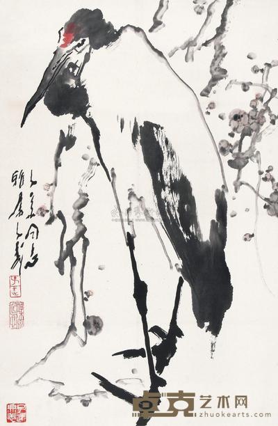 王子武 梅鹤同寿 镜片 67.5×44.5cm