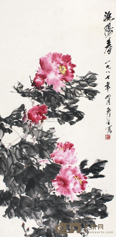 周彦生 1987年作 洛阳春 立轴 135×67cm