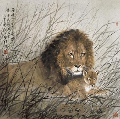 方楚雄 乙亥(1995年)作 亲情 镜片 69×69cm