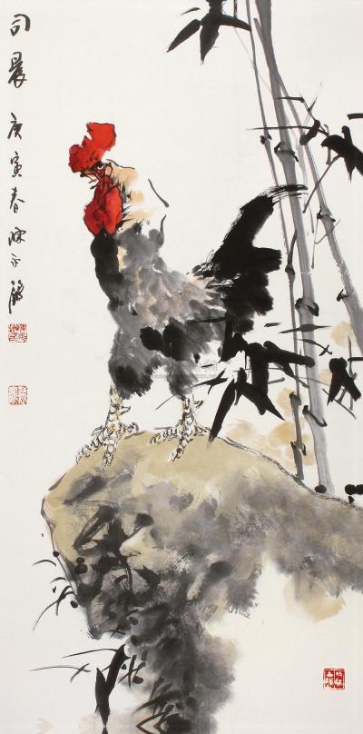 陈永锵 庚寅（2010年）作 司晨 镜框