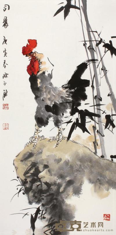 陈永锵 庚寅（2010年）作 司晨 镜框 136.5×67cm