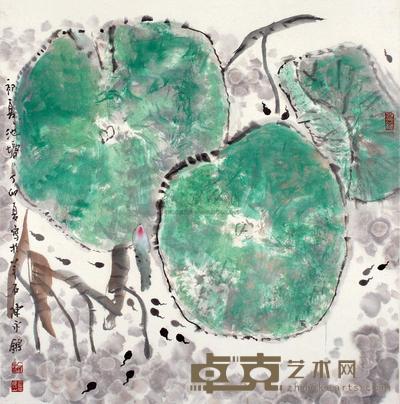 陈永锵 丁卯(1987年)作 初夏池塘 镜片 68×68cm
