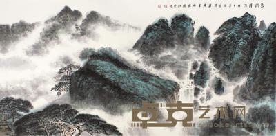 许钦松 戊子（2008年）作 碧涧清流 镜片 68×136cm