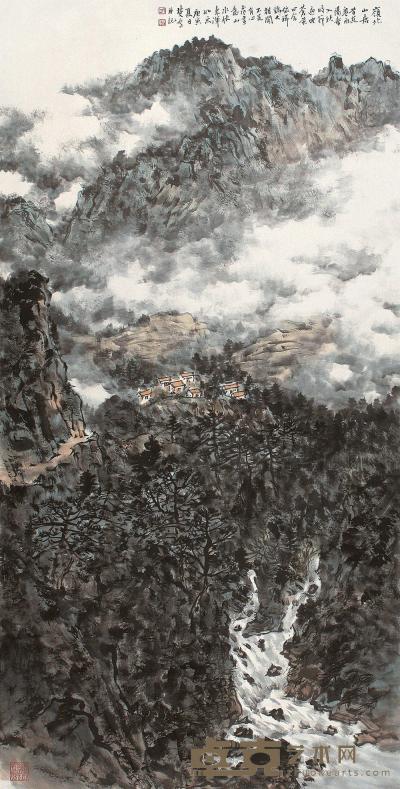 方楚乔 庚寅（2010年）作 岭北山居 镜片 138×69cm