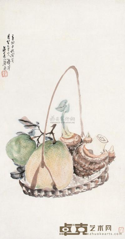 居廉 辛卯（1891年）作 蔬果 立轴 67.5×35.5cm
