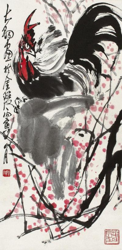 陈大羽 丙寅（1986年）作 公鸡图 立轴