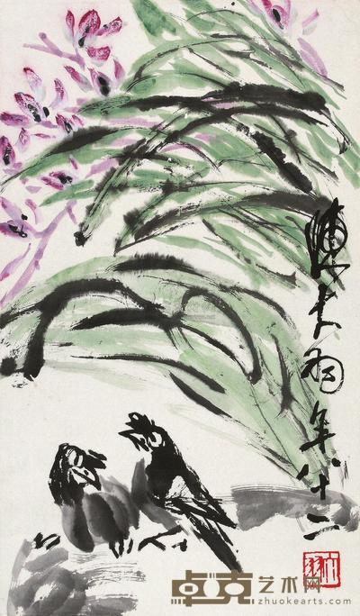 陈大羽 花鸟 立轴 67×39cm