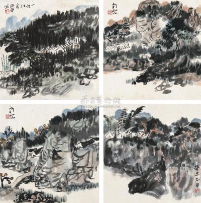 陈子庄 癸丑（1973年）作 山水 （四帧） 镜片