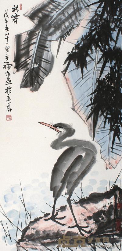 李苦禅 戊午(1978年)作 初霁 镜片 139×68cm
