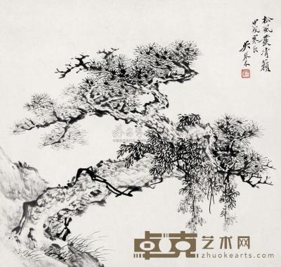 吴琴木 甲戌（1934年）作 松风 镜片 32.5×34cm