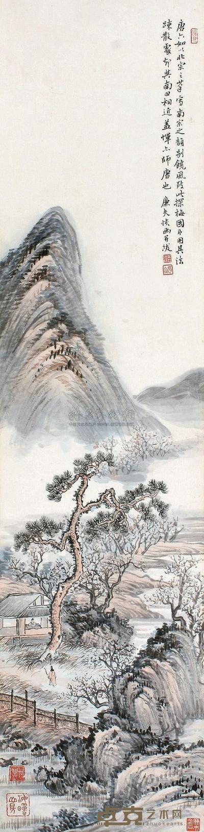 陆恢 探梅图 立轴 134×33cm