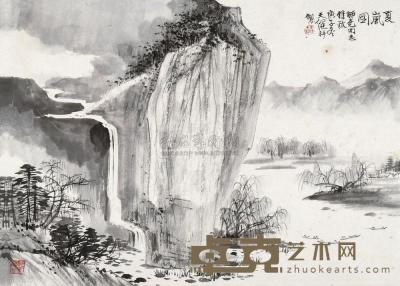 贺天键 庚子（1960年）作 夏岚图 镜片 33.5×46.5cm