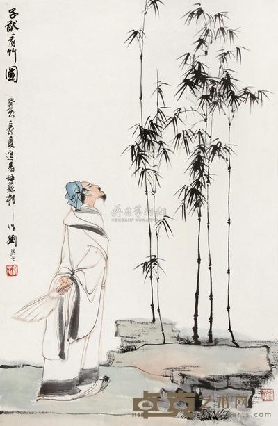 刘旦宅 癸亥(1983年)作 子猷看竹图 立轴 69×45.5cm