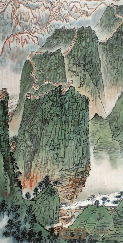 钱松嵒 壬戌(1982年)作 长城图 立轴 135×68cm