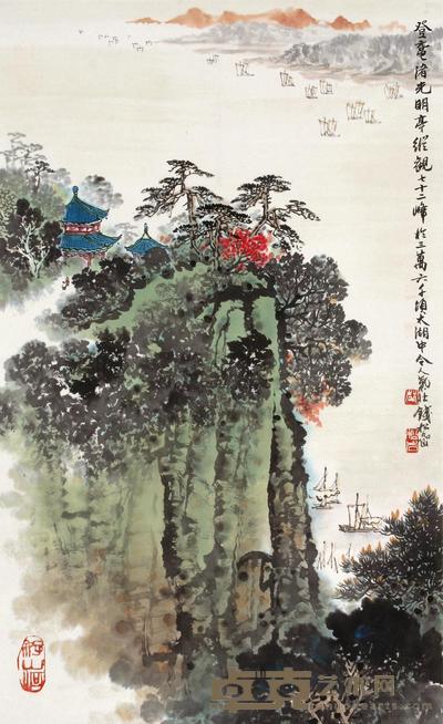 钱松嵒 太湖风光 立轴 63×38cm