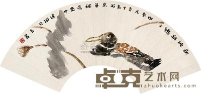 李老十 壬申(1992年)作 秋塘鸭趣 镜片 18×55cm