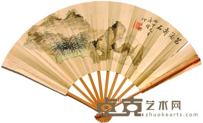 何香凝 花卉 成扇 