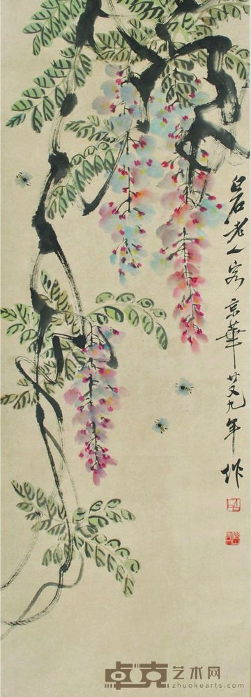 齐白石 花卉 立轴 117×41