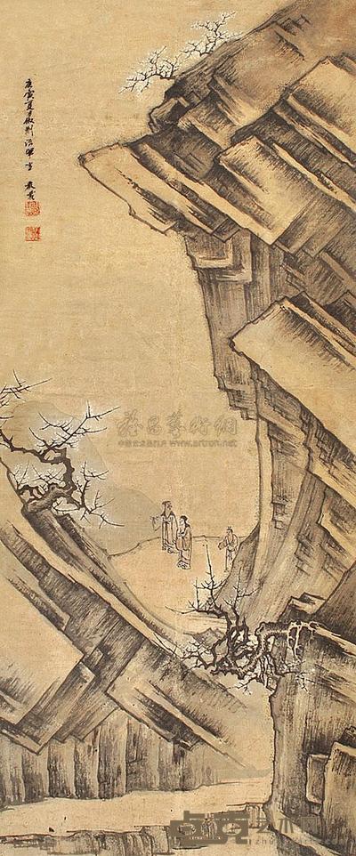 严载 山水 立轴 106×44