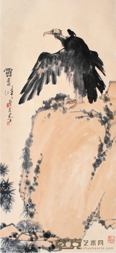 潘天寿 鹰石图 99×45
