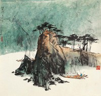 秦岭云 1972年作 蜀江图 镜心