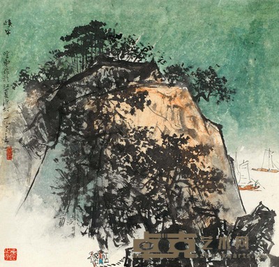 秦岭云 1972年作 峡中风光 镜心 32×34cm