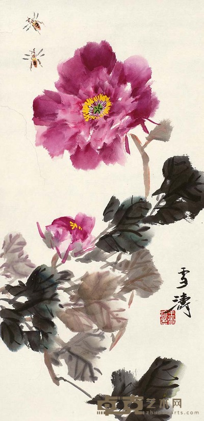 王雪涛 富贵图 镜心 46.5×22cm
