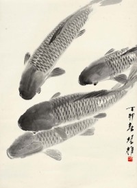 方楚雄 1987年作 游鱼图 立轴