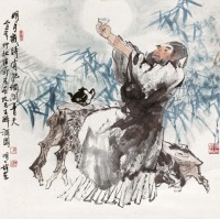 王明明 1985年作 唐人诗意图 立轴