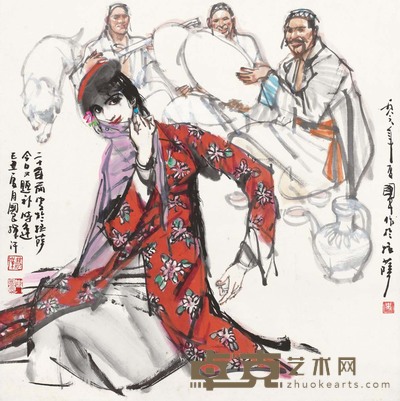 史国良 1986年作 拉萨之舞 镜框 67×67cm