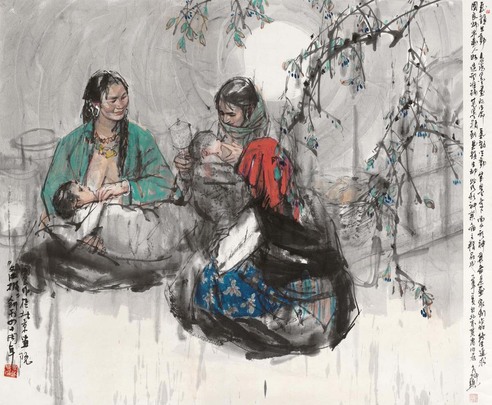 史国良 育子图 镜心