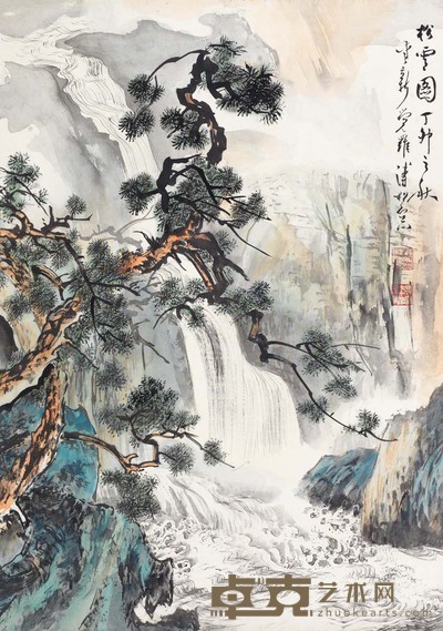 溥佺 1987年作 松云图 立轴 82.5×58cm