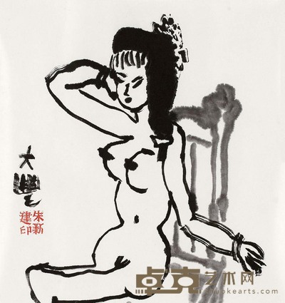 朱新建 美人图 镜心 34×34cm