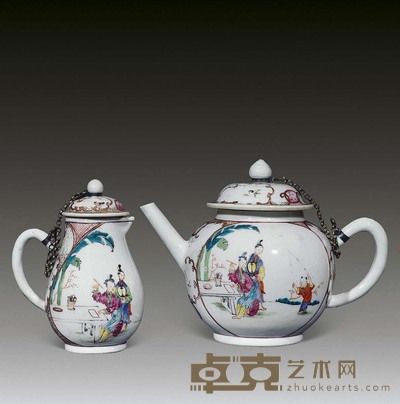 清雍正 广彩人物纹描金壶 （一组） 尺寸不一