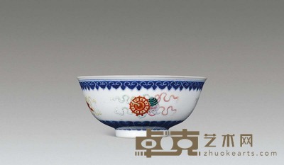 民国 青花粉彩八宝纹碗 直径14cm