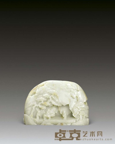 白玉雕老子出关山子 高13.5cm