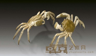 象牙雕螃蟹摆件 （一对） 长24cm×2