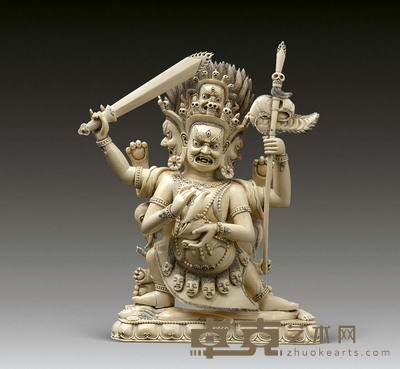 清末 象牙雕大威德金钩像 高24cm